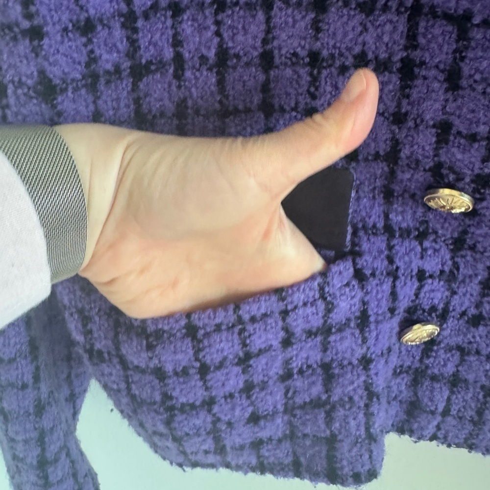 Sandro Purple Simona Cropped Tweed Blazer French 42 - Picture 5 of 11